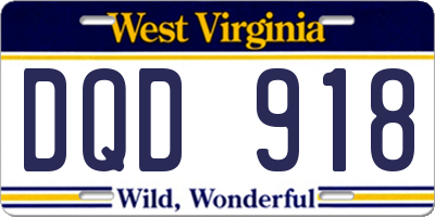 WV license plate DQD918
