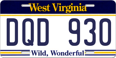WV license plate DQD930