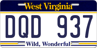 WV license plate DQD937