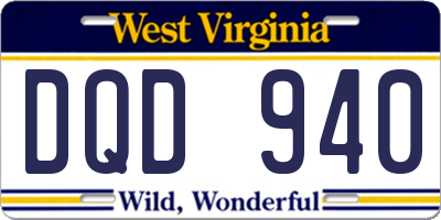 WV license plate DQD940