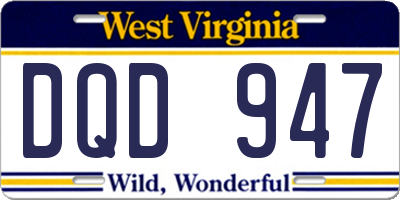 WV license plate DQD947