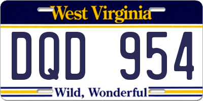 WV license plate DQD954
