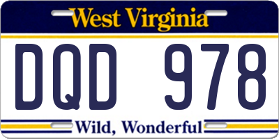 WV license plate DQD978