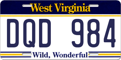 WV license plate DQD984