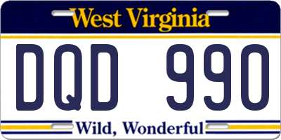 WV license plate DQD990