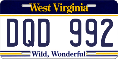 WV license plate DQD992