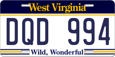 WV license plate DQD994