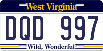 WV license plate DQD997