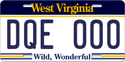 WV license plate DQE000