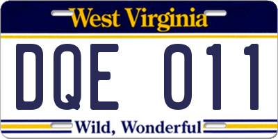 WV license plate DQE011