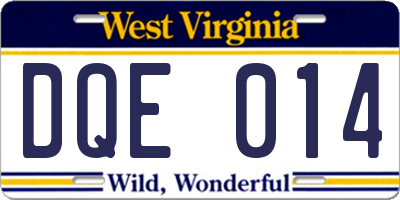 WV license plate DQE014