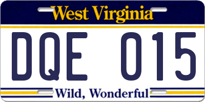 WV license plate DQE015