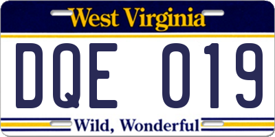 WV license plate DQE019