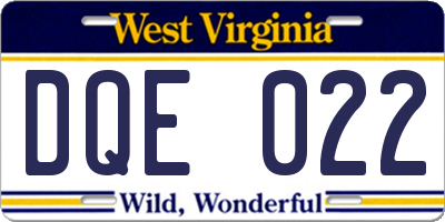 WV license plate DQE022