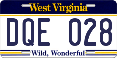 WV license plate DQE028