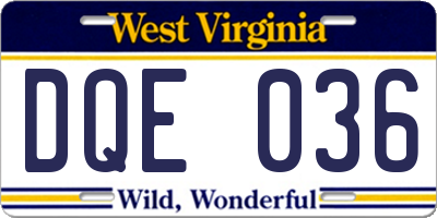 WV license plate DQE036