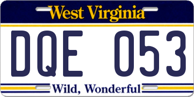 WV license plate DQE053