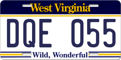 WV license plate DQE055