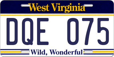 WV license plate DQE075