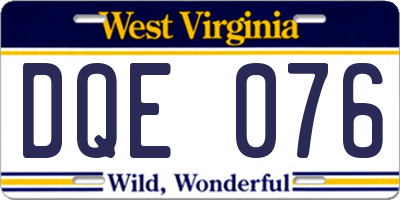 WV license plate DQE076