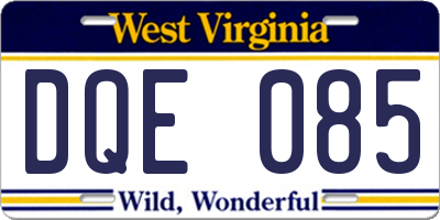WV license plate DQE085