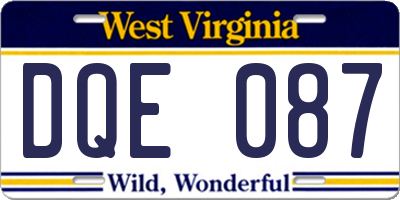 WV license plate DQE087