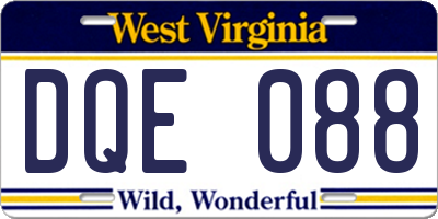 WV license plate DQE088