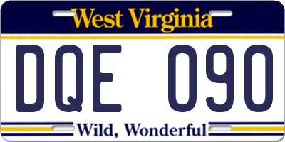 WV license plate DQE090