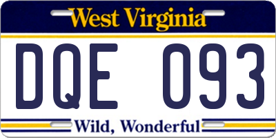 WV license plate DQE093