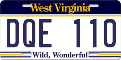 WV license plate DQE110