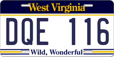 WV license plate DQE116