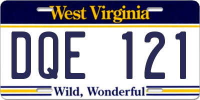 WV license plate DQE121