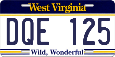 WV license plate DQE125