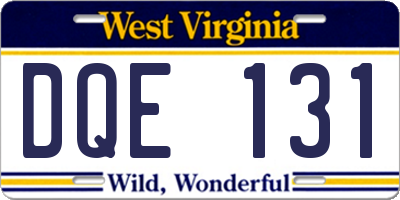 WV license plate DQE131