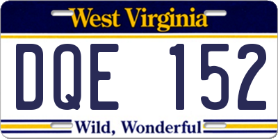WV license plate DQE152
