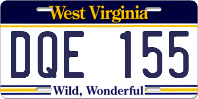 WV license plate DQE155