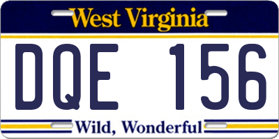 WV license plate DQE156