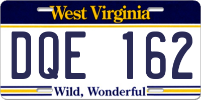 WV license plate DQE162