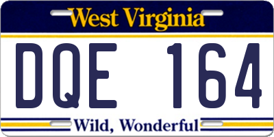 WV license plate DQE164