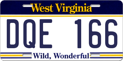 WV license plate DQE166