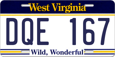 WV license plate DQE167