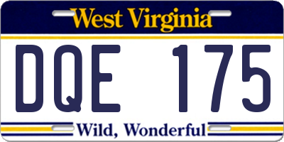 WV license plate DQE175