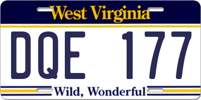 WV license plate DQE177