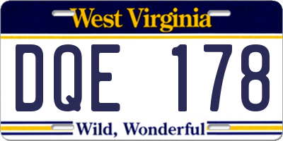 WV license plate DQE178