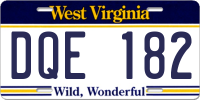 WV license plate DQE182