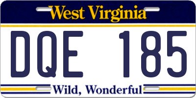 WV license plate DQE185