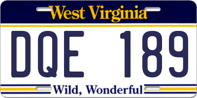 WV license plate DQE189