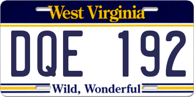 WV license plate DQE192