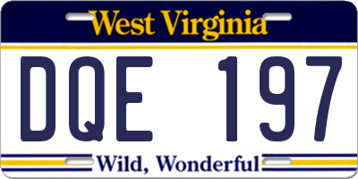 WV license plate DQE197