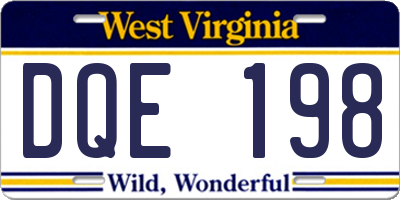 WV license plate DQE198